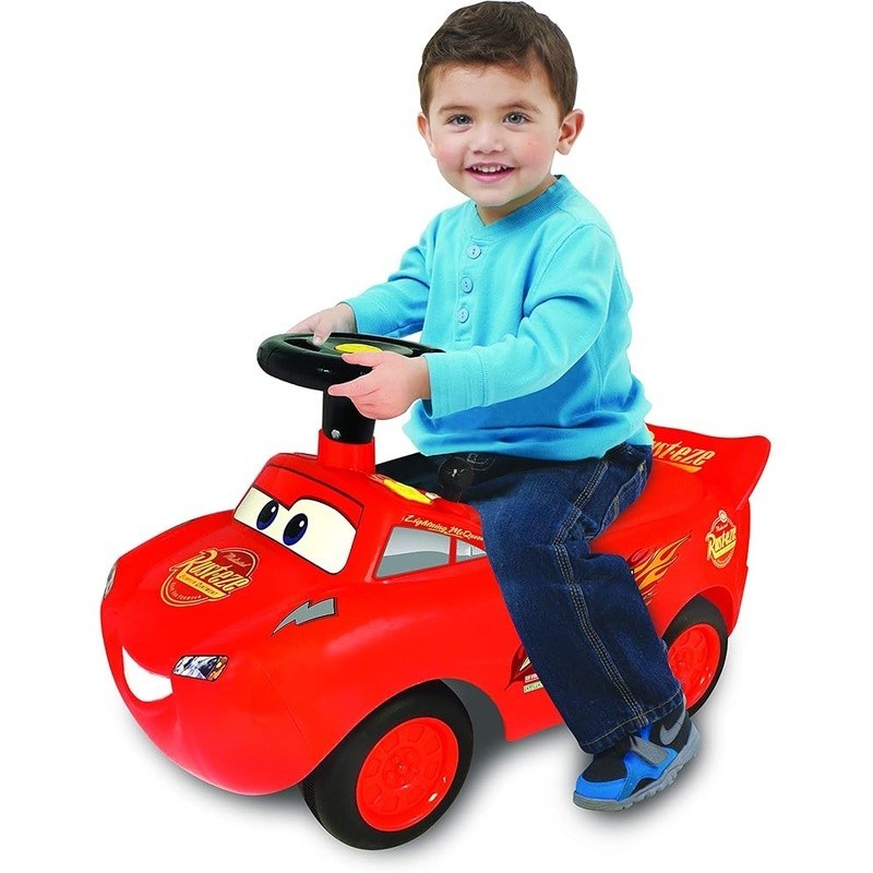 McQueen Ride-On Toy W/ Engine Sounds Flashing Lights Safe Fun For Beginners New