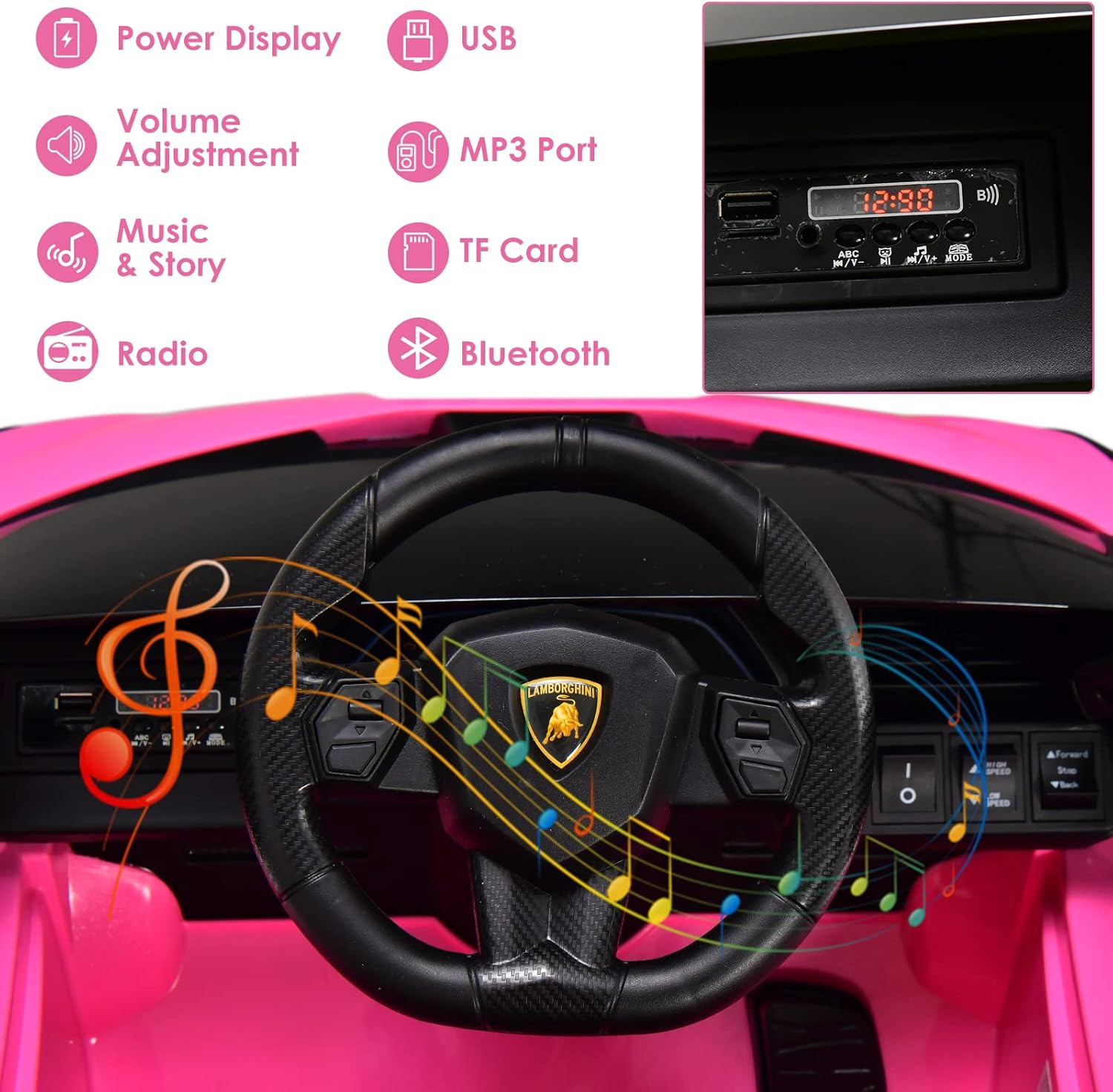 Kids 12V Licensed Lamborghini SIAN Ride on Car, Electric Vehicle for Toddler wit