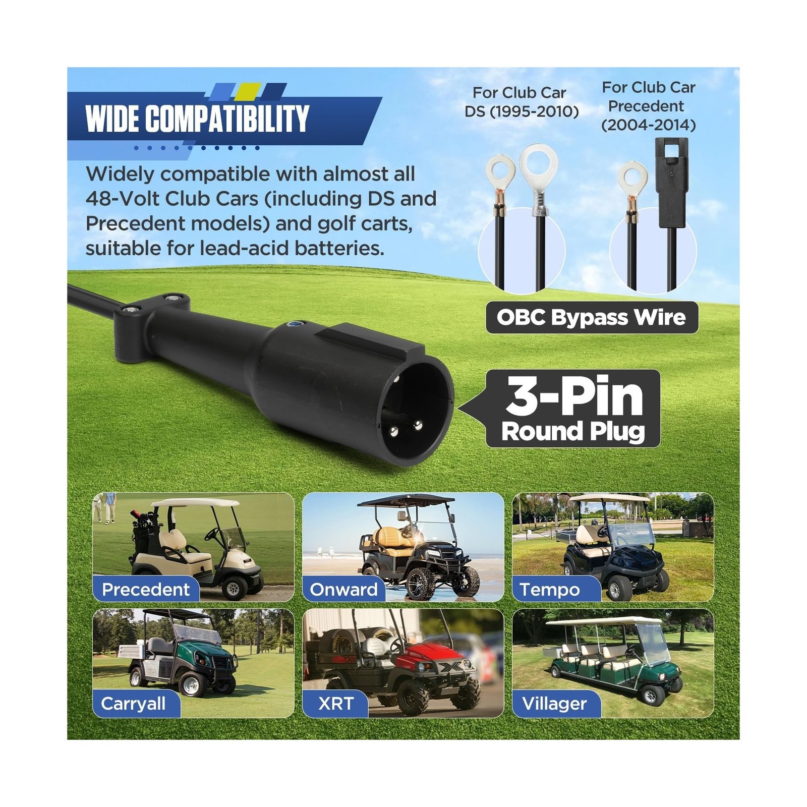 18 AMP 48 Volt Golf Cart Charger for Club Car 1250W Smart Trickle Charge & IP…