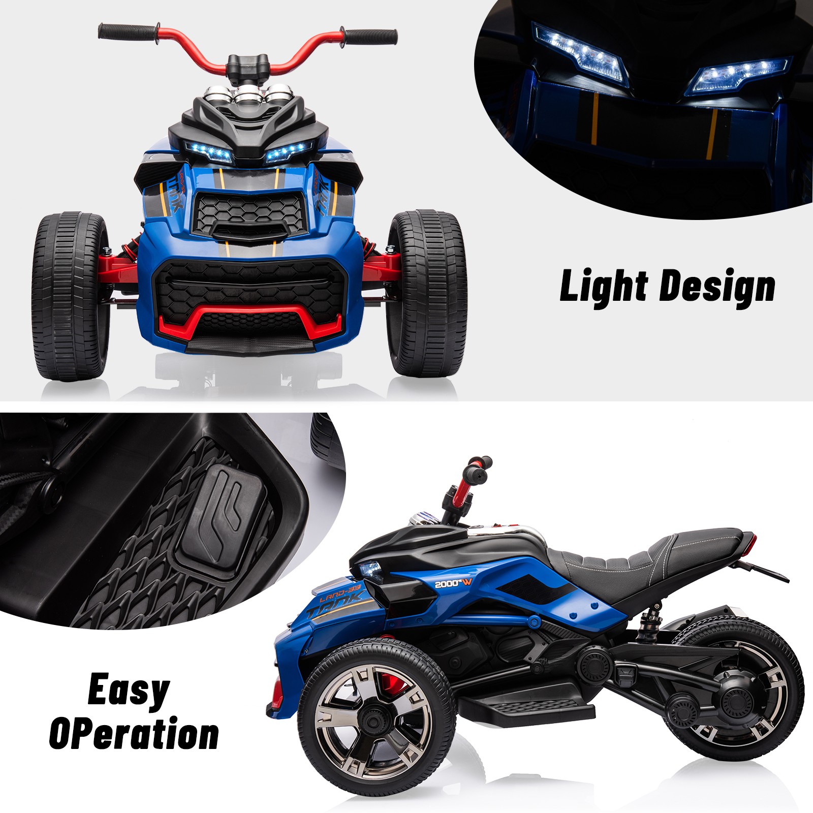 Kids Electric ATV 12V 7Ah Battery 55W Dual-Motor 7mph EVA Tires Outdoor Toy,Blue