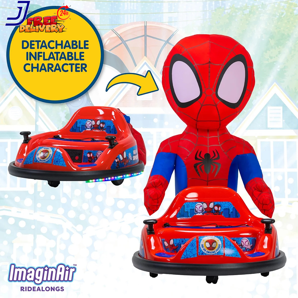 Spidey Imaginair 6V Ride-On Bumper Car with Inflatable Character FREE SHIPPING