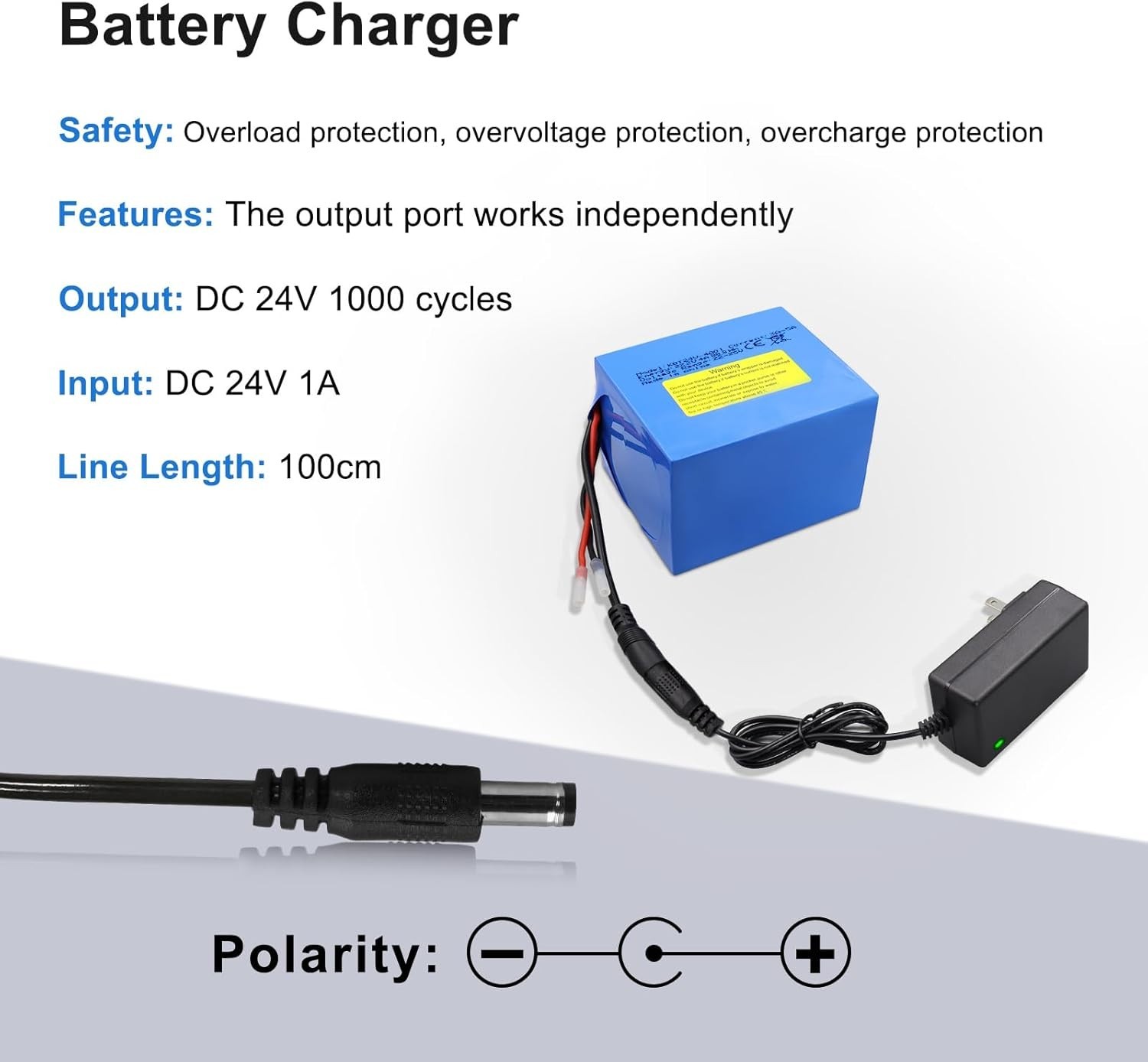 24V 4Ah Lithium-Ion Battery for Kids Ride-Ons with Fast Charger Included