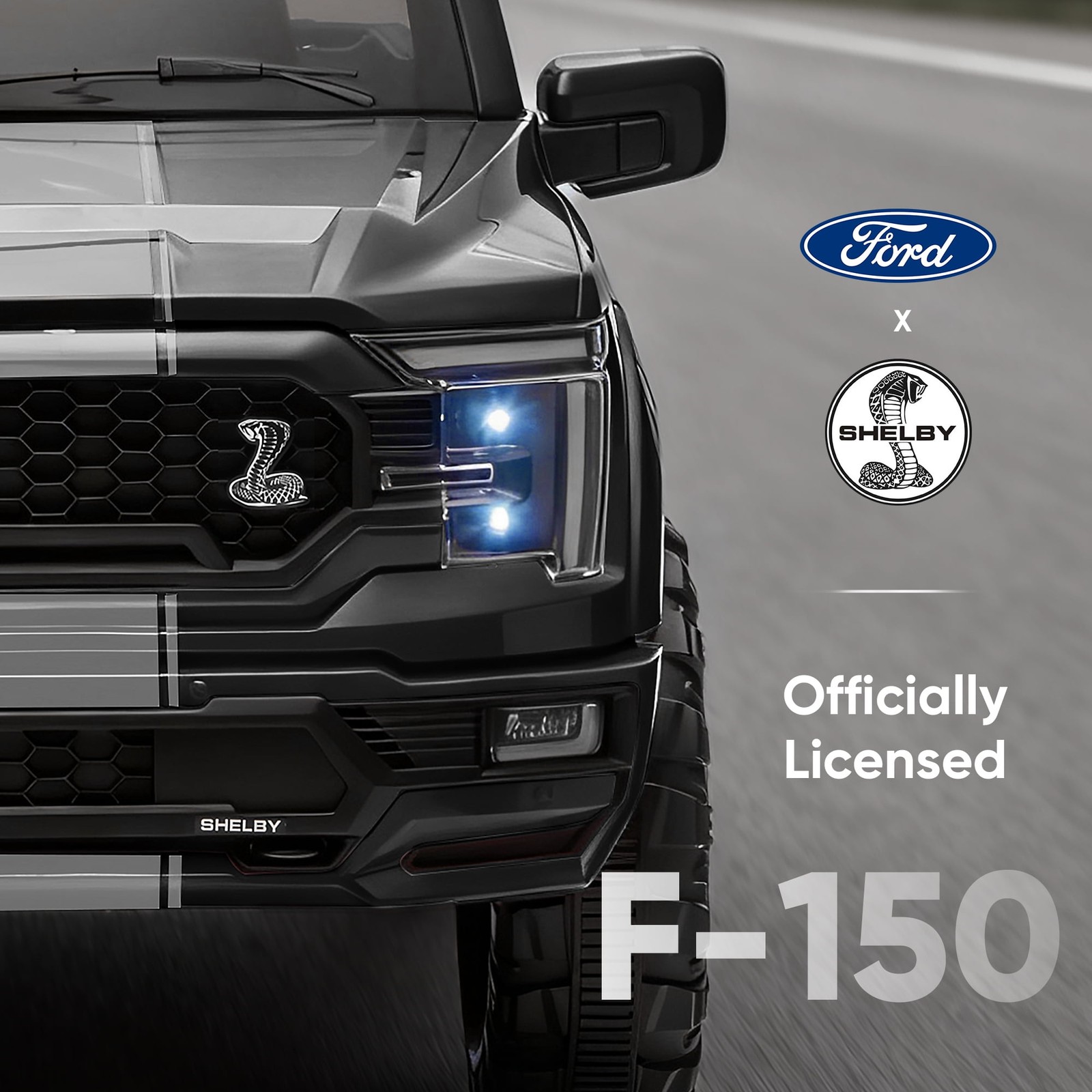Licensed Ford-Shelby F-150 12V Kids Electric Ride-On Truck with Remote – Black