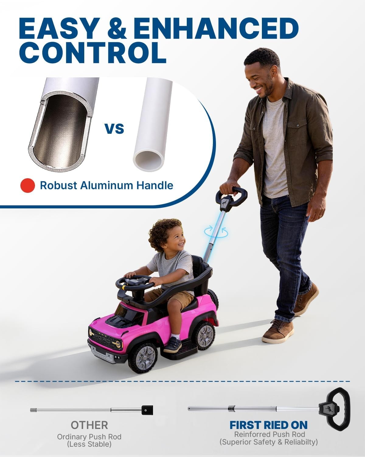 Licensed Ford Bronco Raptor 3-In-1 Toddler Push Car, Baby Push Car for Toddlers
