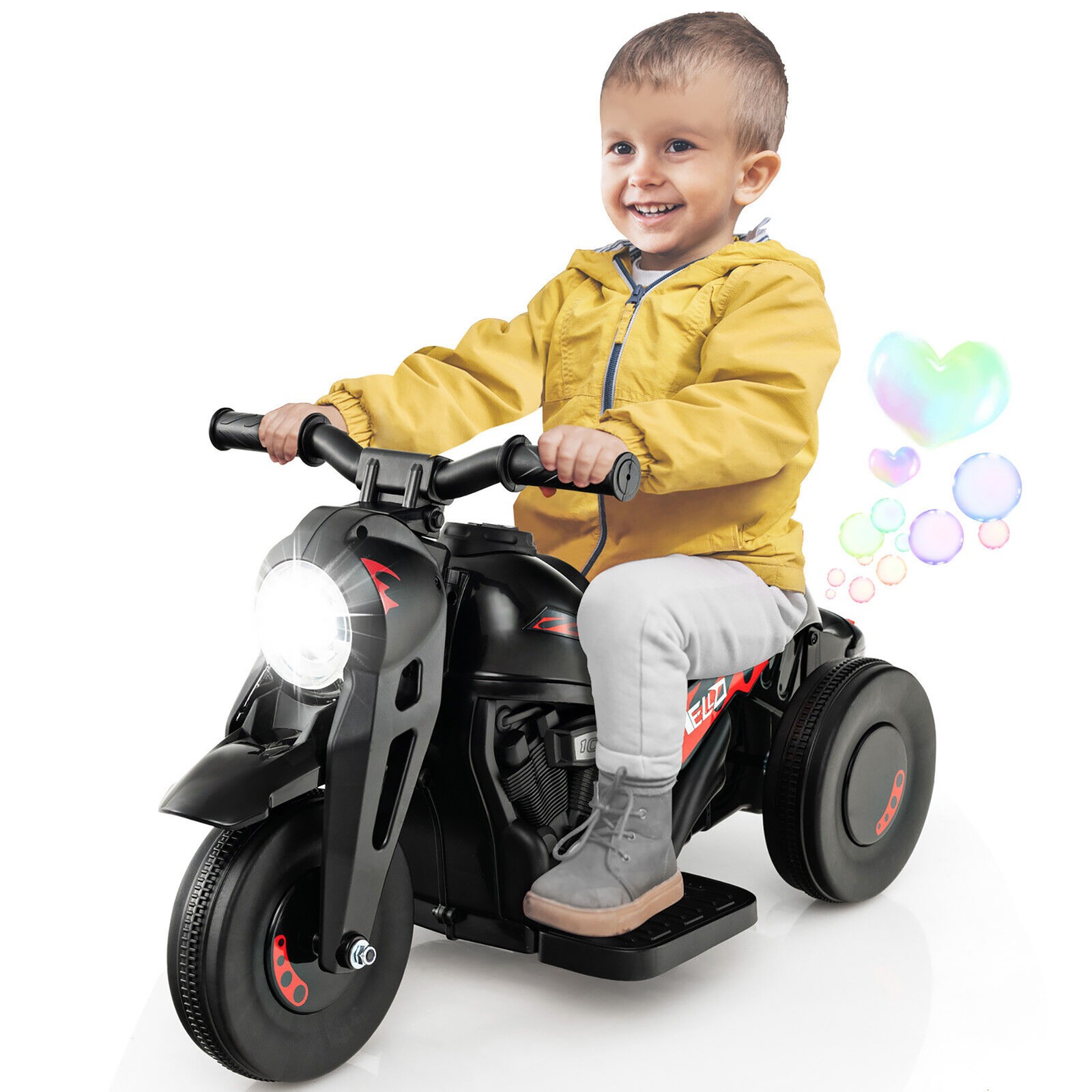 6V Kids Bubble Car Electric Ride on Motorcycle w/Music Button, Headlight Black