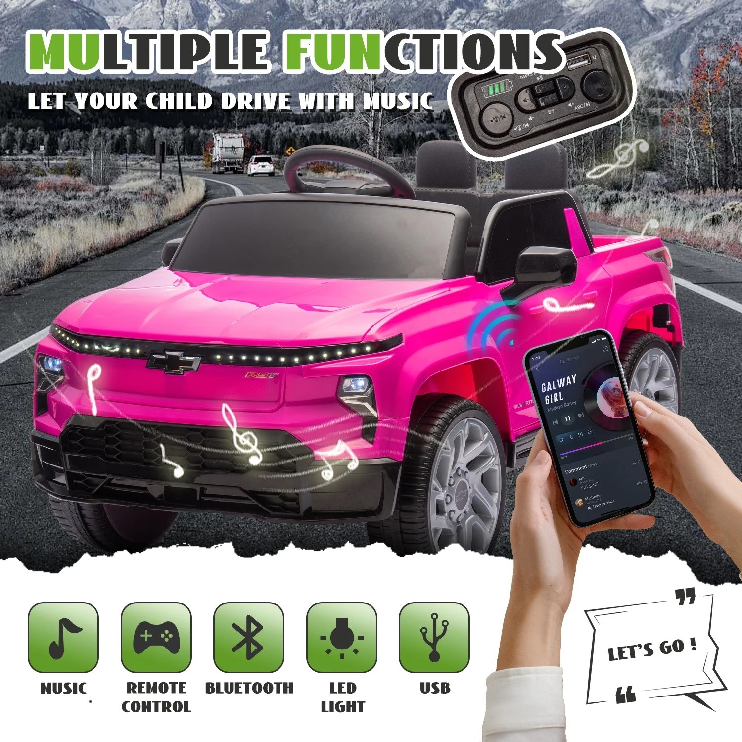 24V Kids Ride on Truck Licensed Chevrolet Silverado Electric Car Toy with Remote