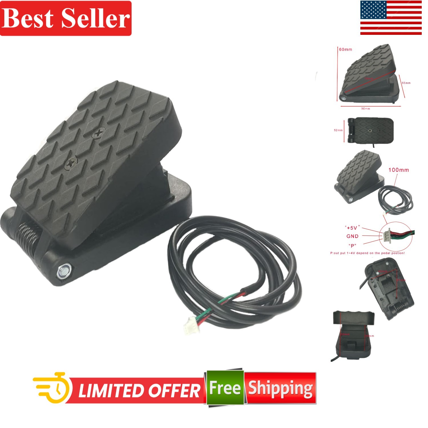Durable Electric Pedal Foot Switch for Kids Cars – Easy Install, Touch Control