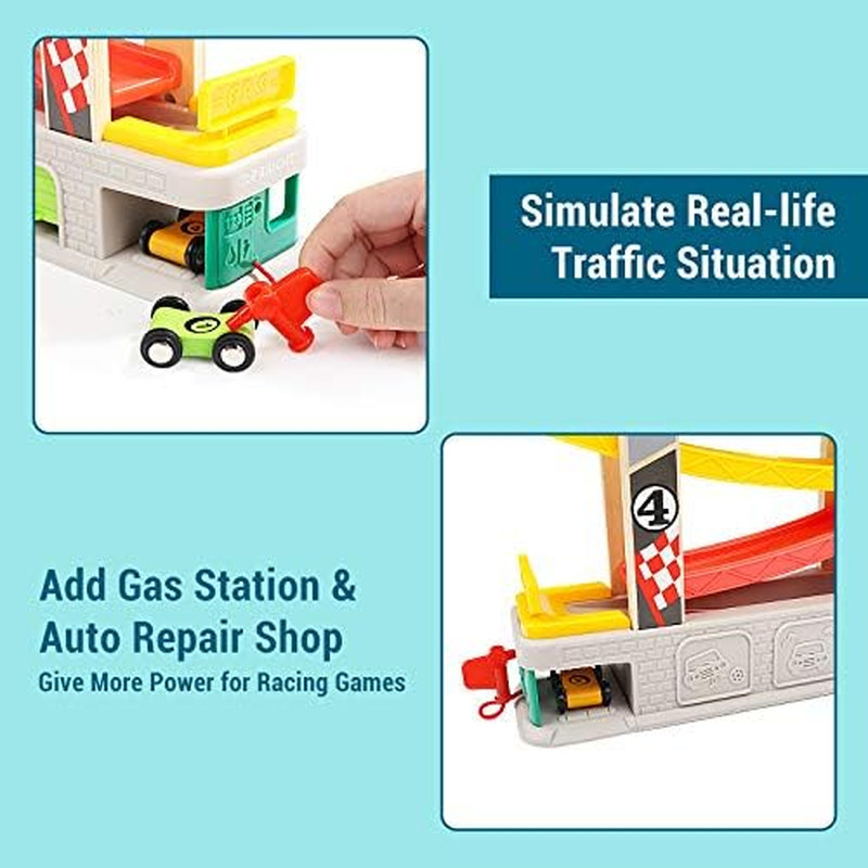 Car Ramp Toys, Race Track Car Toy for Toddler Age 2-4 Year Old Boy with 4 Cars,