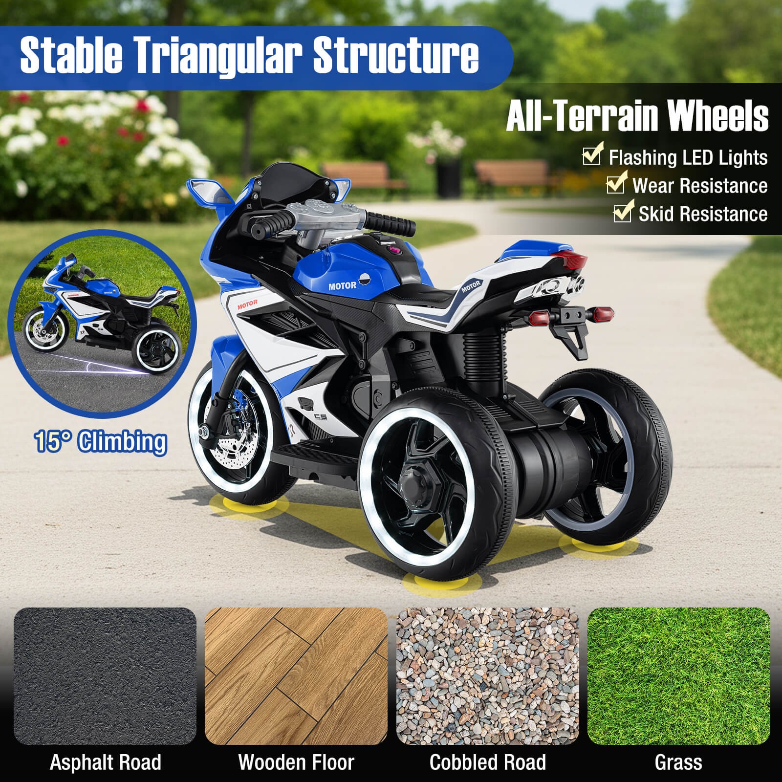 Kids Ride on Motorcycle 6V Battery Powered Mini Electric Motorbike w/ LED Lights