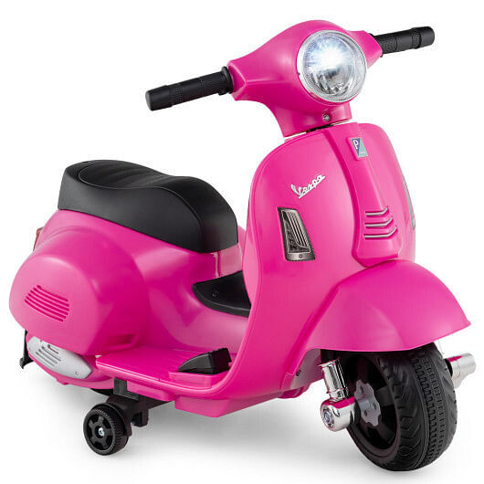 Kids Ride on Motorcycle Licensed Vespa with LED Headlight and Horn Sound-Pink –