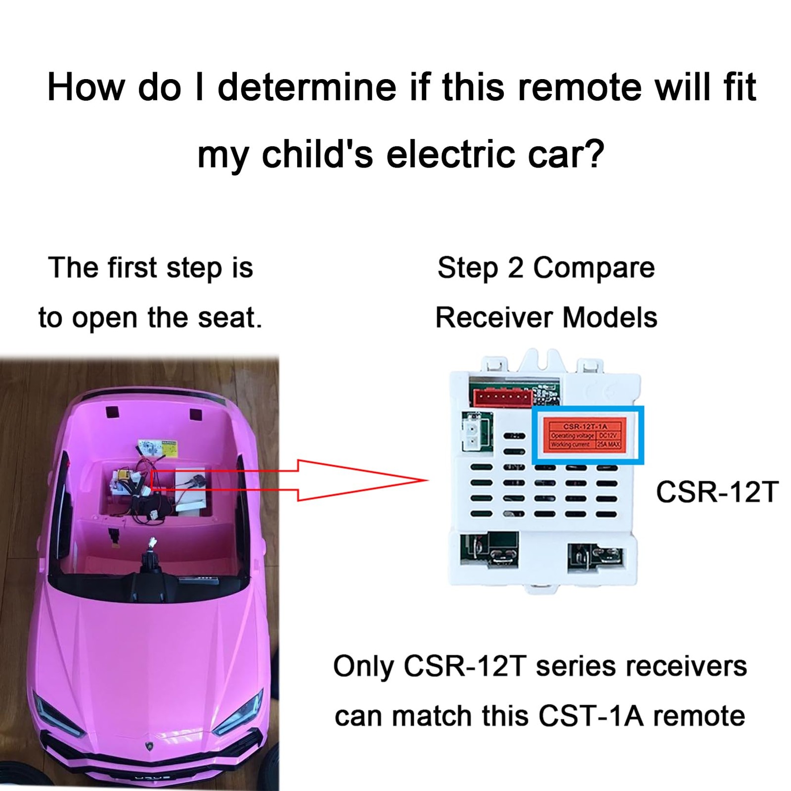 2.4G Bluetooth Remote Control for Kids Powered Ride On Car, black