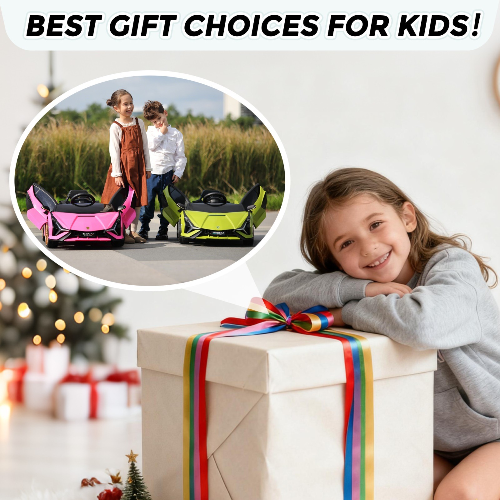 12V Kids Ride On Car, Lamborghini SIAN Electric Car for Kids w/Remote Control