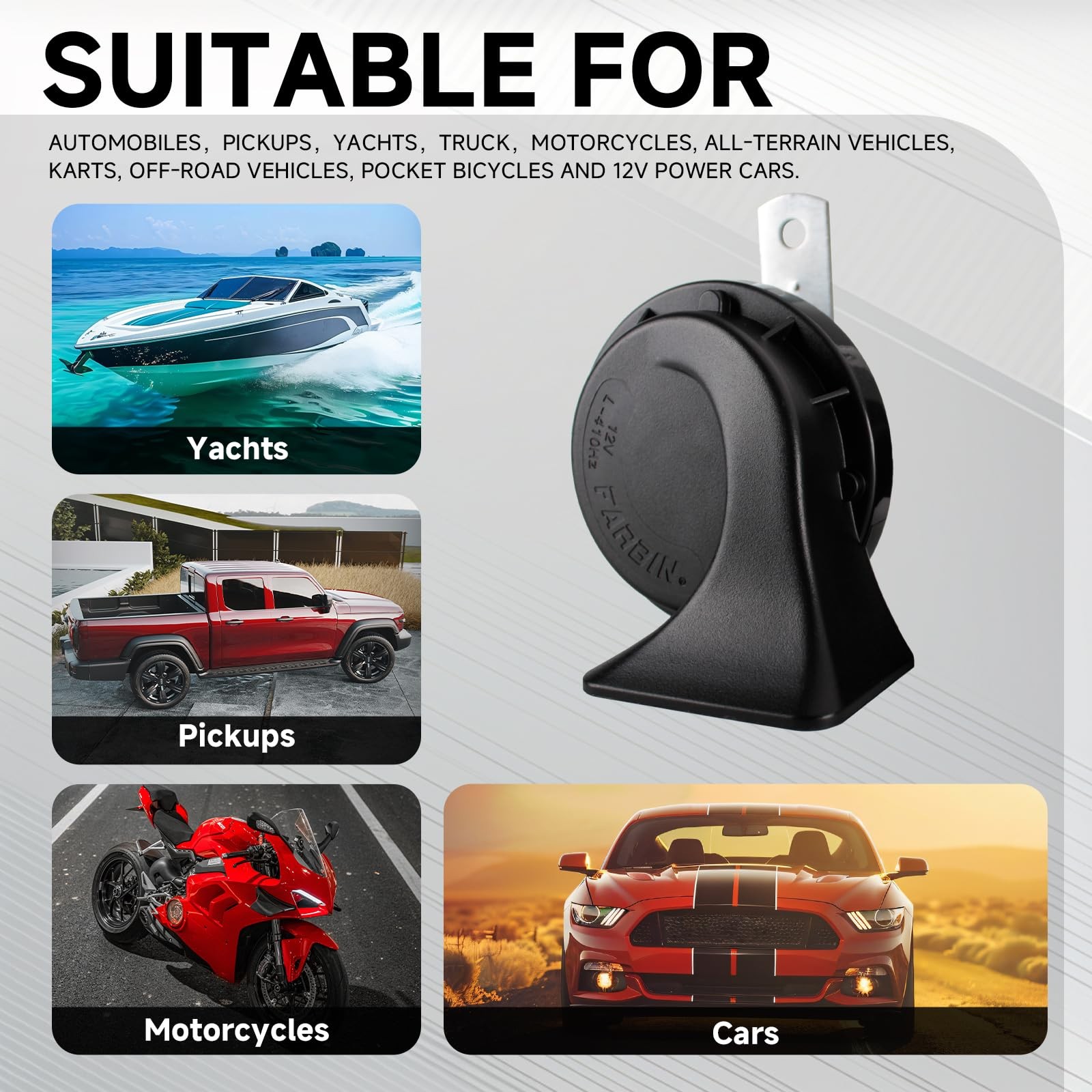 Compact Horn 12V Car Horn Loud Low-Tone 410HZ Waterproof Universal for Any 12…