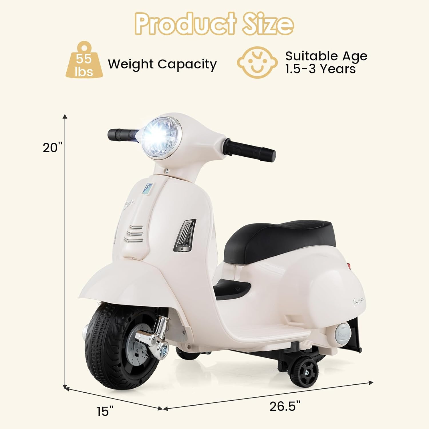 Licensed Vespa Scooter Kids Motorcycle by , 6V Ride on Electric Motorcycle with