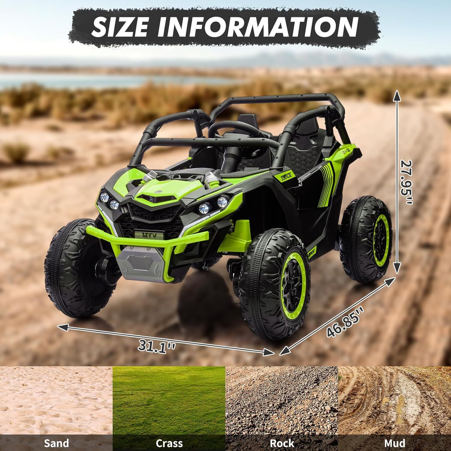 24V 2 Seater Ride On Car Truck Toys,Kids Ride on UTV with Parents Remote Control