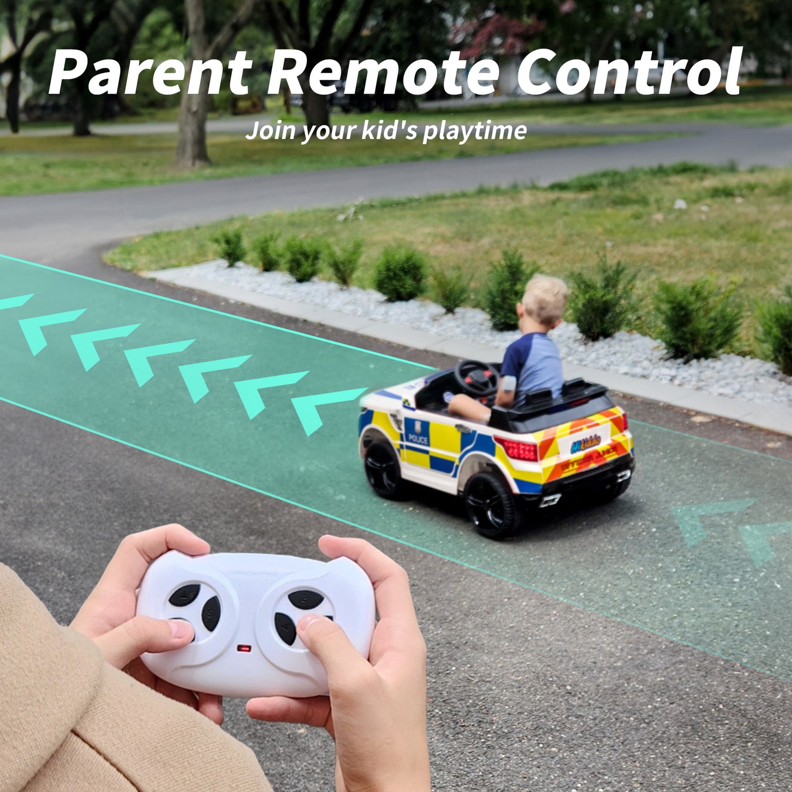 Outfunny Electric Police Car for Kids, 24 Volt Kids Ride on Toys W/ 400W Motors,