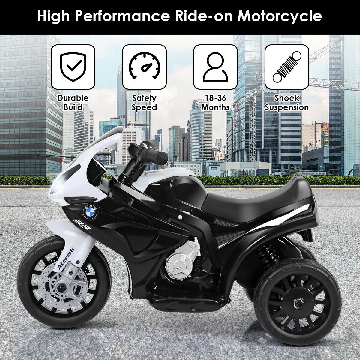 Kids Ride On Motorcycle BMW Licensed 6V Electric 3 Wheels Bicycle w/