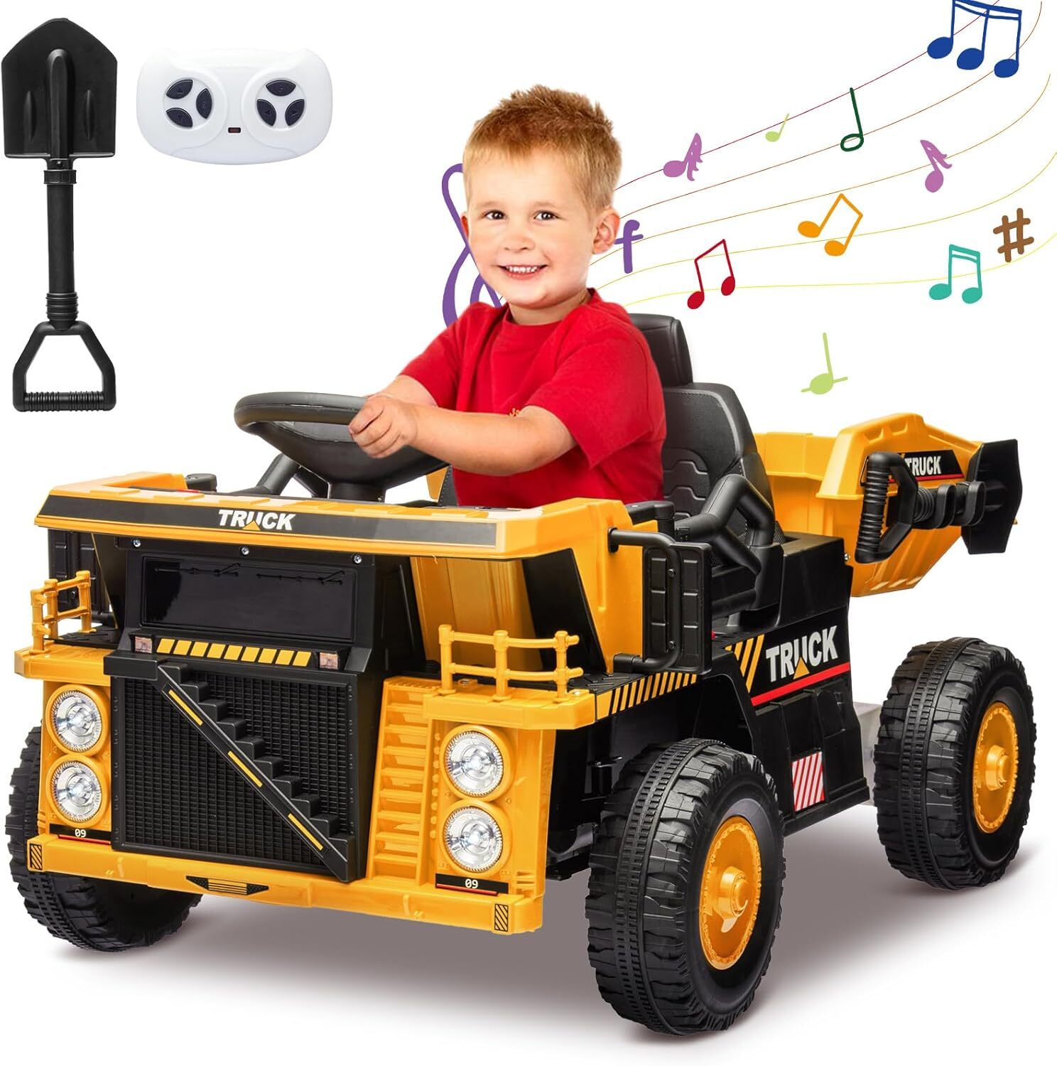 12V Kids Ride On Dump Truck, Electric Construction Vehicle With Remote Control