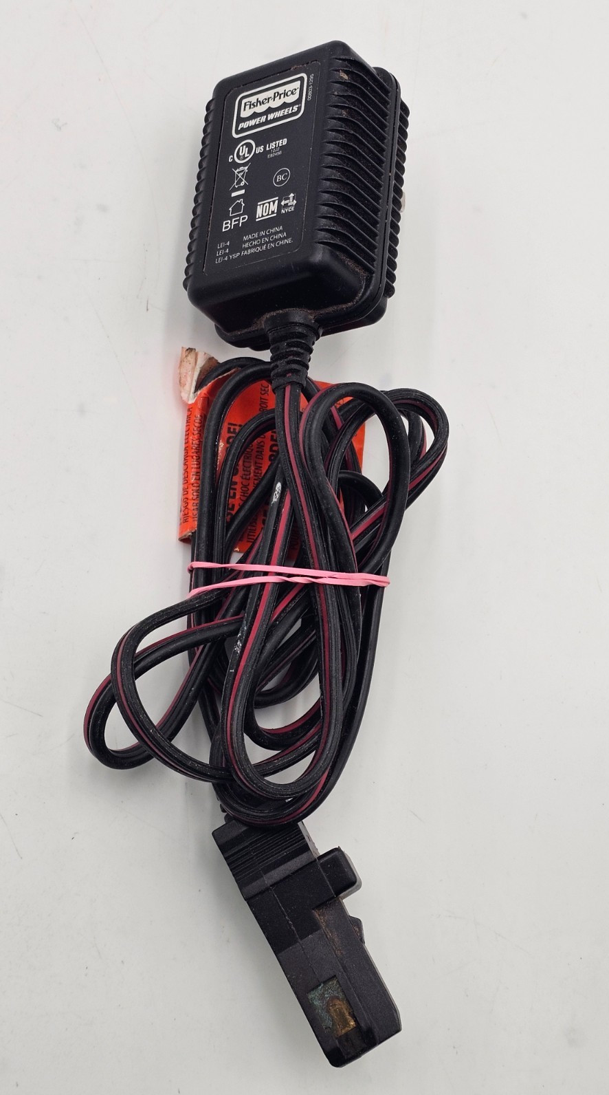 Fisher-Price Power Wheels 00803-1295 Class 2 Battery Charger Cord