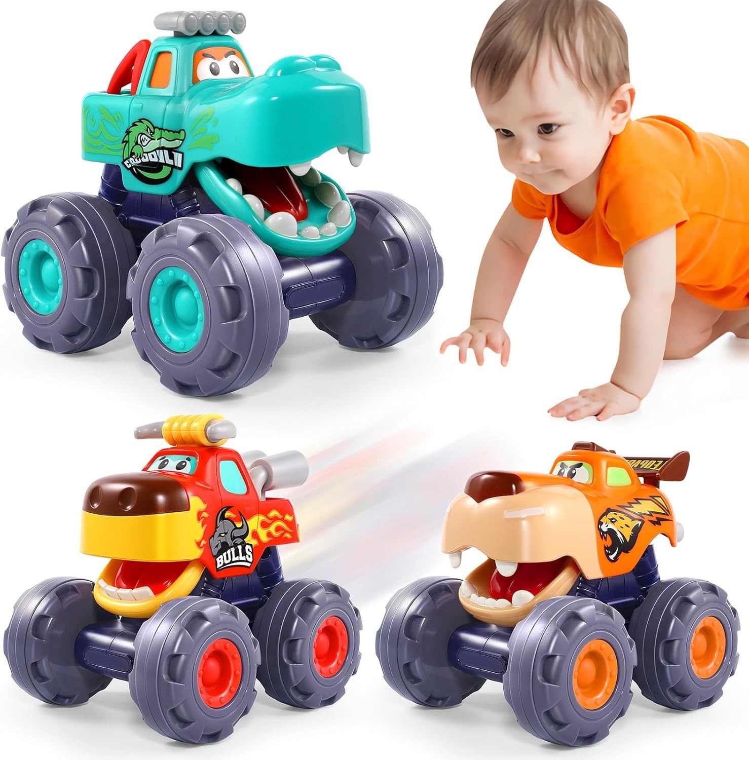 Car Toys for 1 Old Boy Gifts, Pull Back Monster Truck Toy Cars for Toddlers …