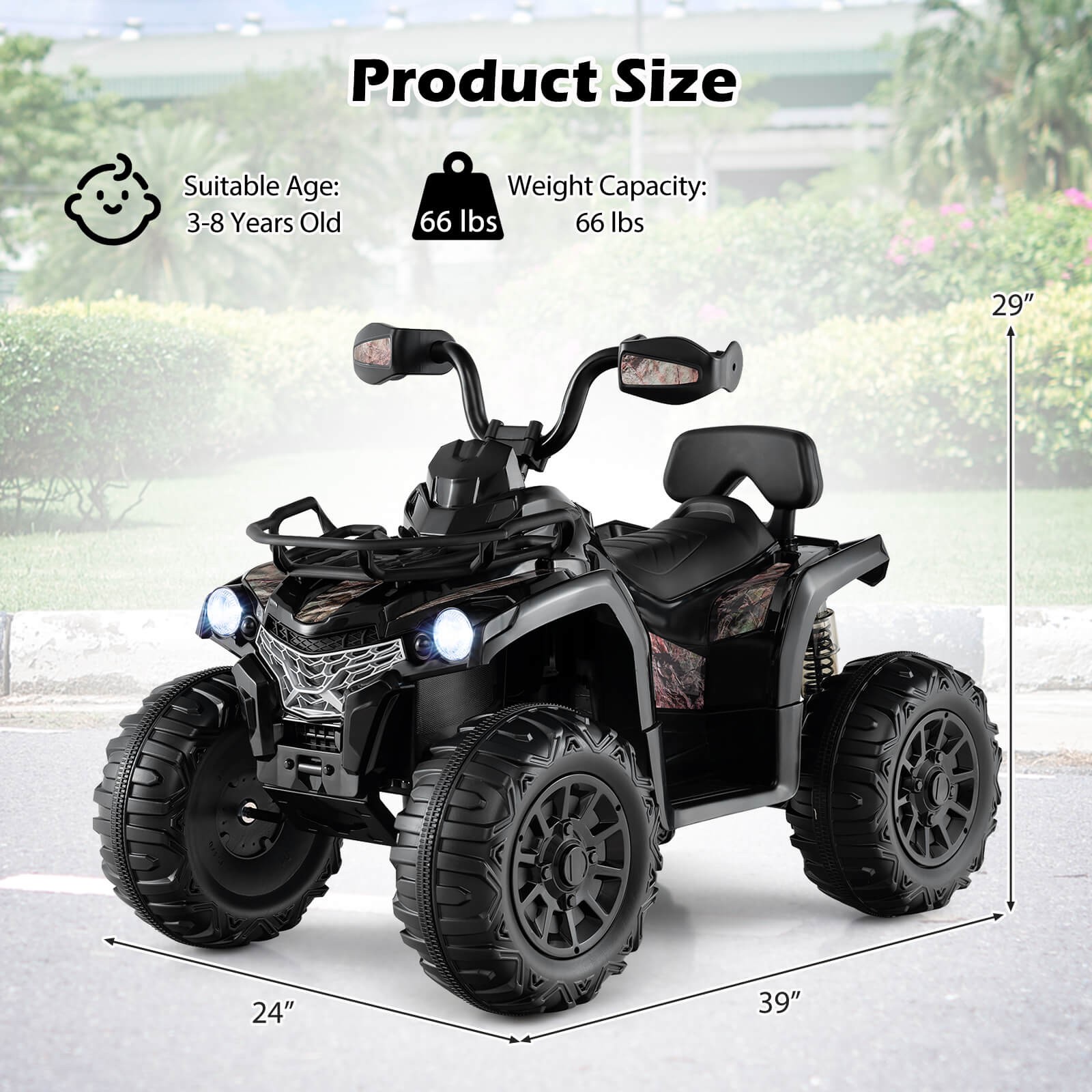 12V Kids Ride ATV Electric 4-Wheeler Quad w/ Music & Headlights