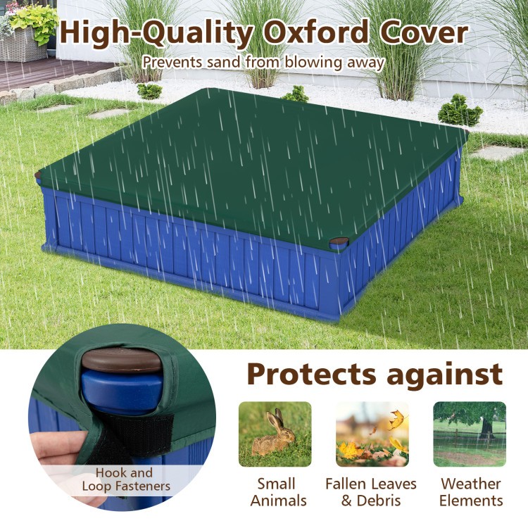 Kids Outdoor Sandbox with Oxford Cover and 4 Corner Seats