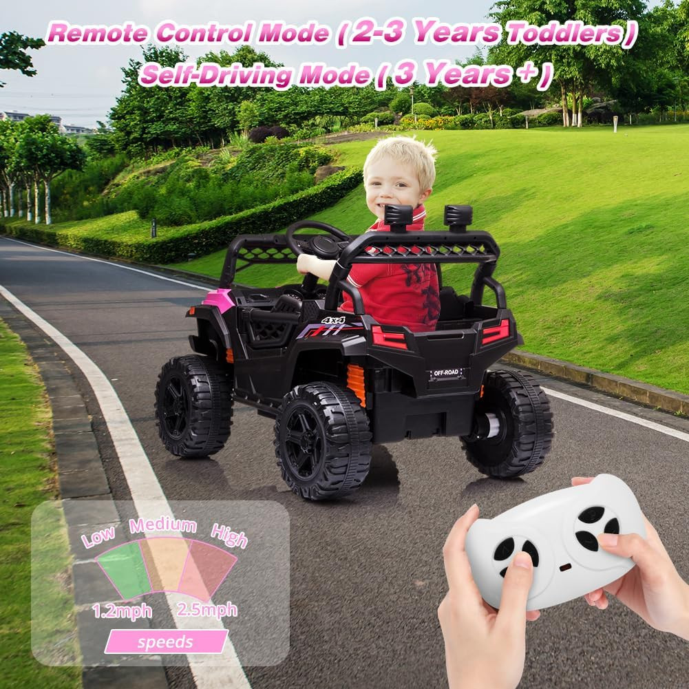 12V Ride on Car UTV with Parent Remote Control for Kids Toys, Spring Suspension