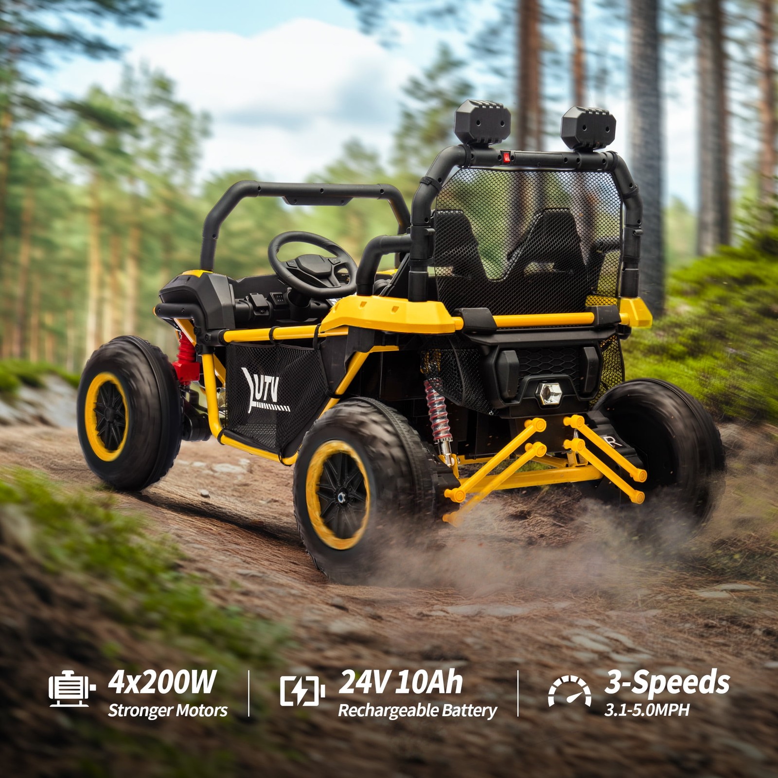 24V 10Ah Ride on Toys for Big Kids, 2-Seater Kids UTV Electric Car W/ Remote, 4*