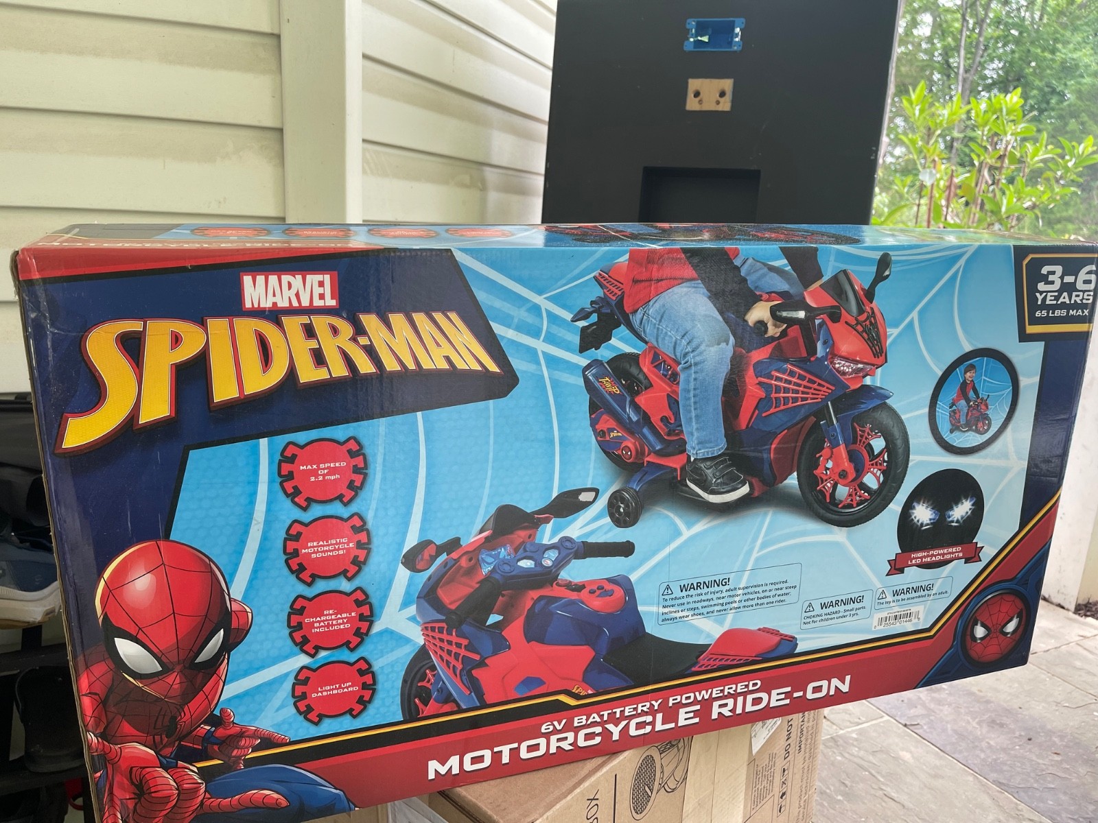 6V Spiderman Motorcycle Battery Ride on Toy for Kids Ages 3+