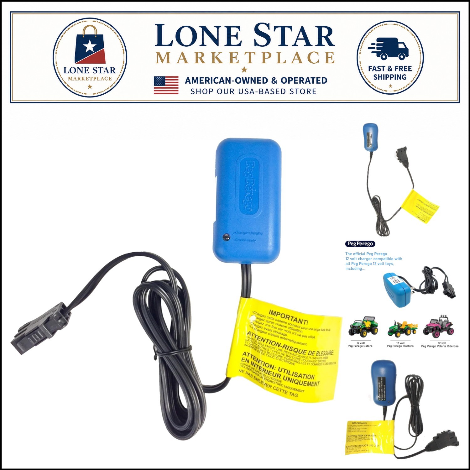 Official 12 Volt Battery Charger with 1A Current for Safe Vehicle Charging