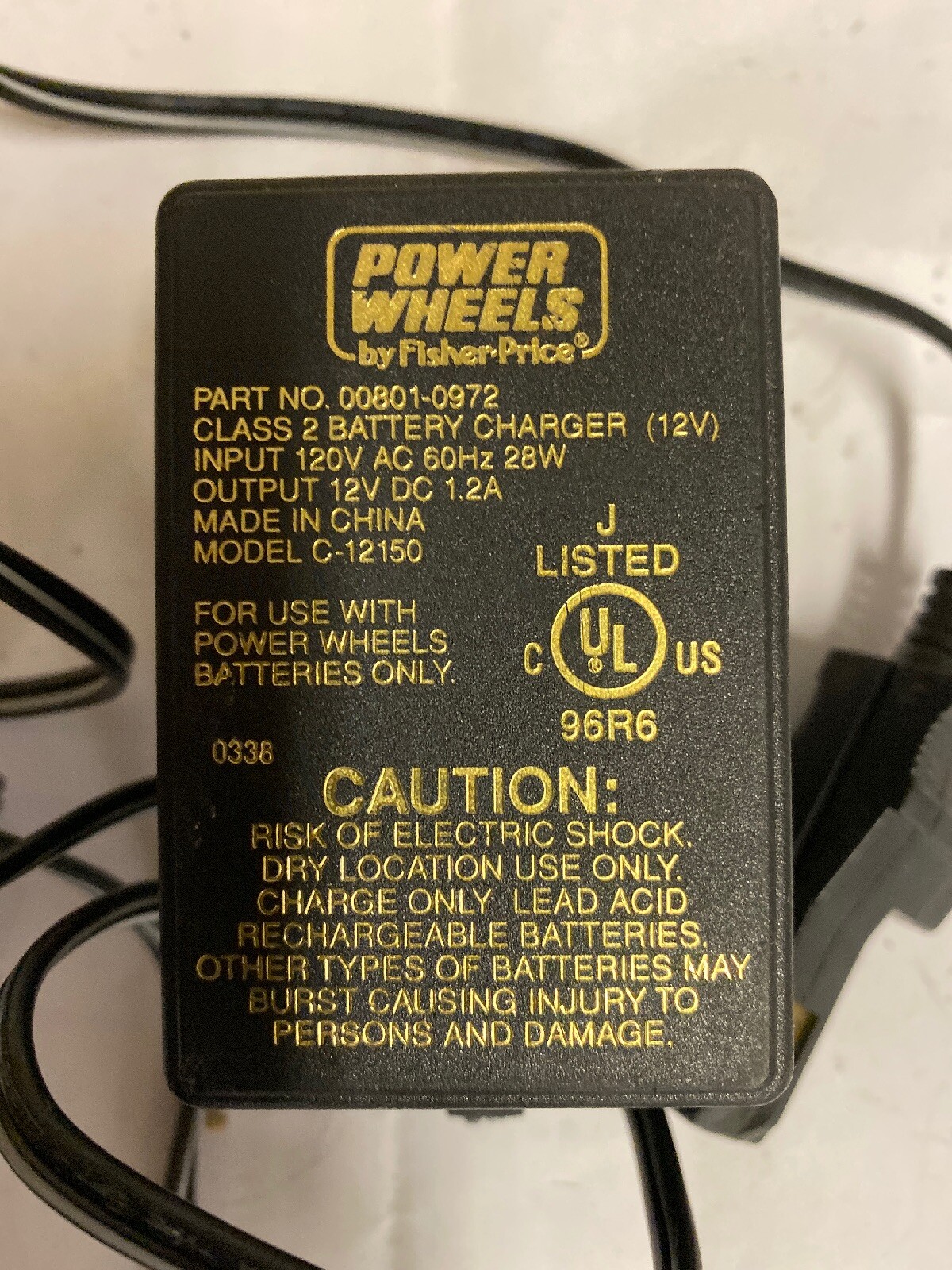 Power Wheels By Fisher Price 12 Volt Battery Charger