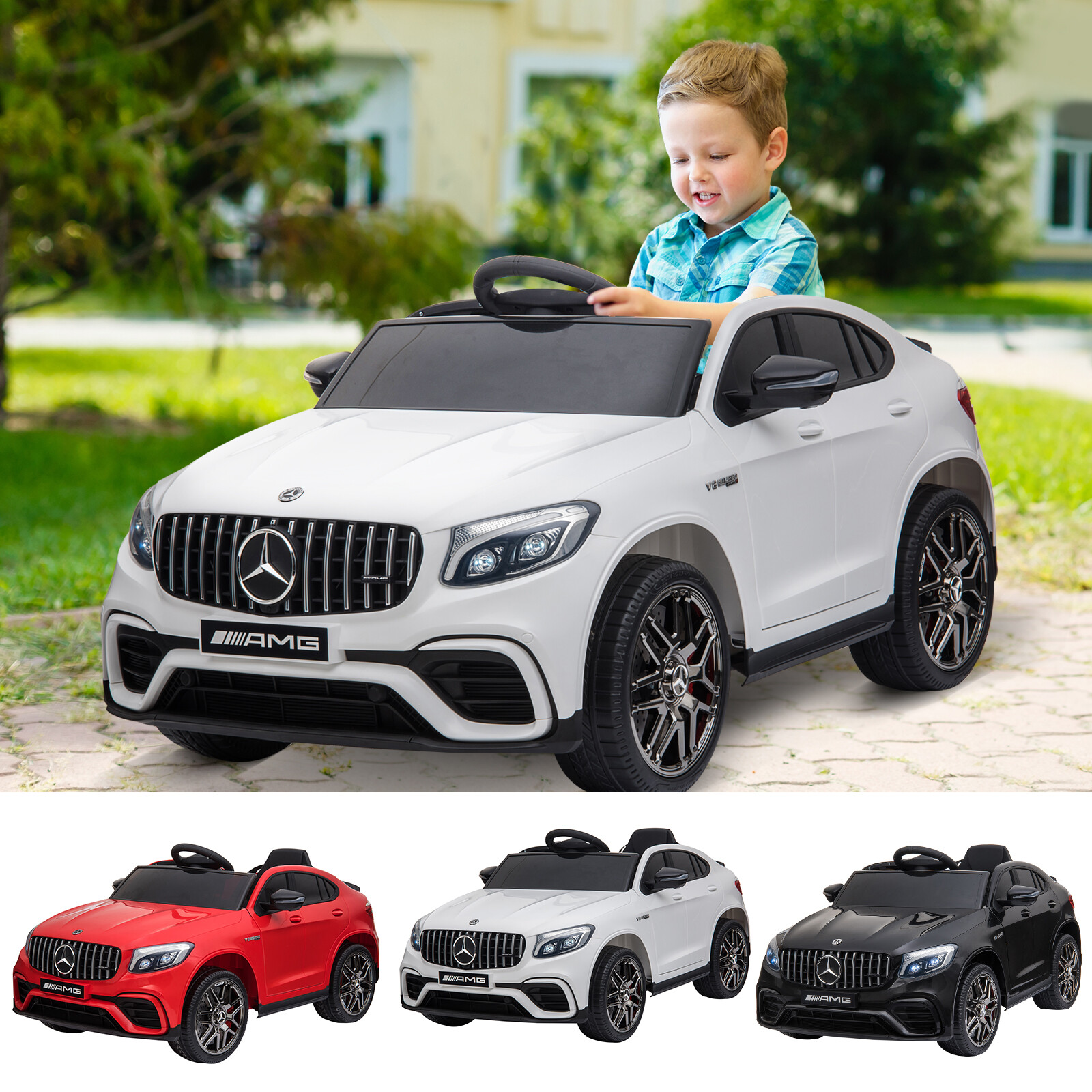 Licensed Mercedez-Benz 12V Kids Ride-On Car with Remote Control, Music, Light