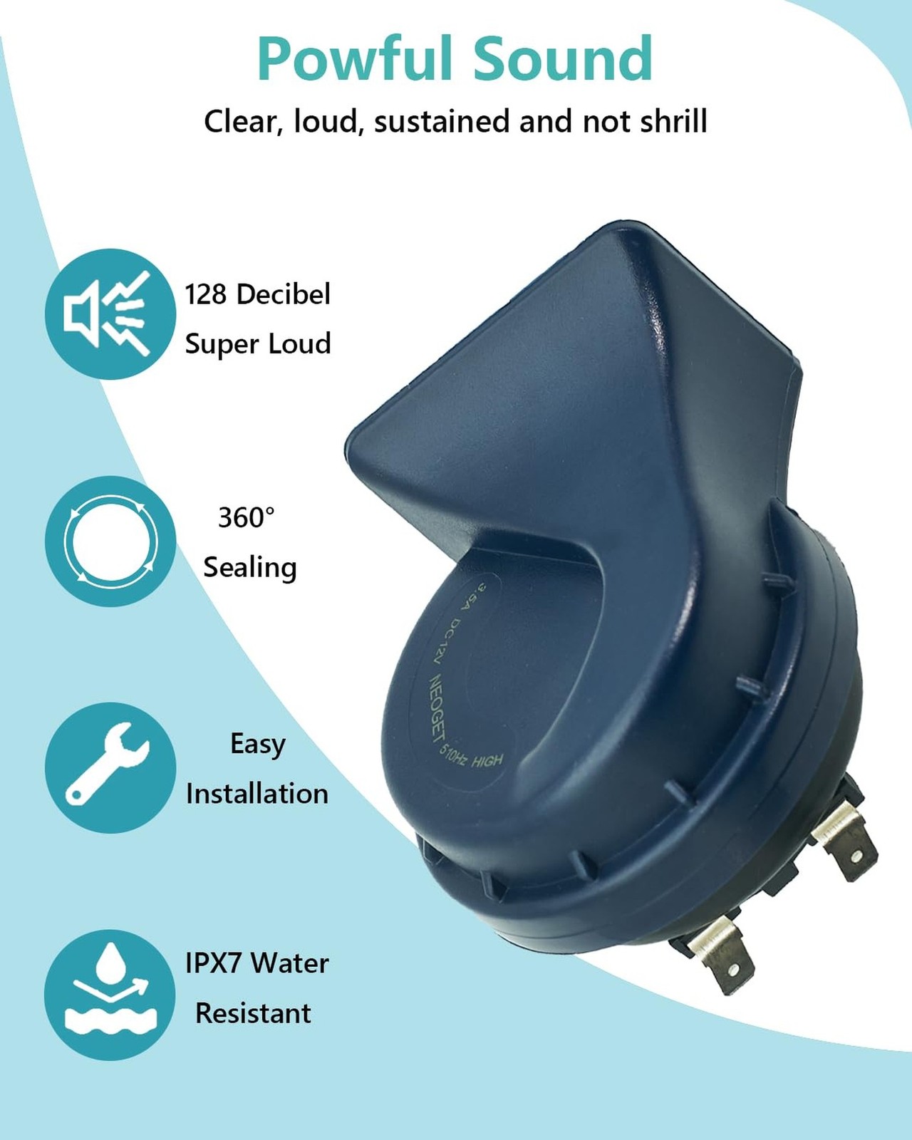 Car Horn 12V Super Loud Electric Waterproof High Low 2 Tone Fit for Any 12 Vo…