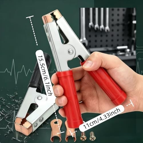 4-Pack Large Size Insulated Alligator Clips Electrical, 600A Spring Loaded