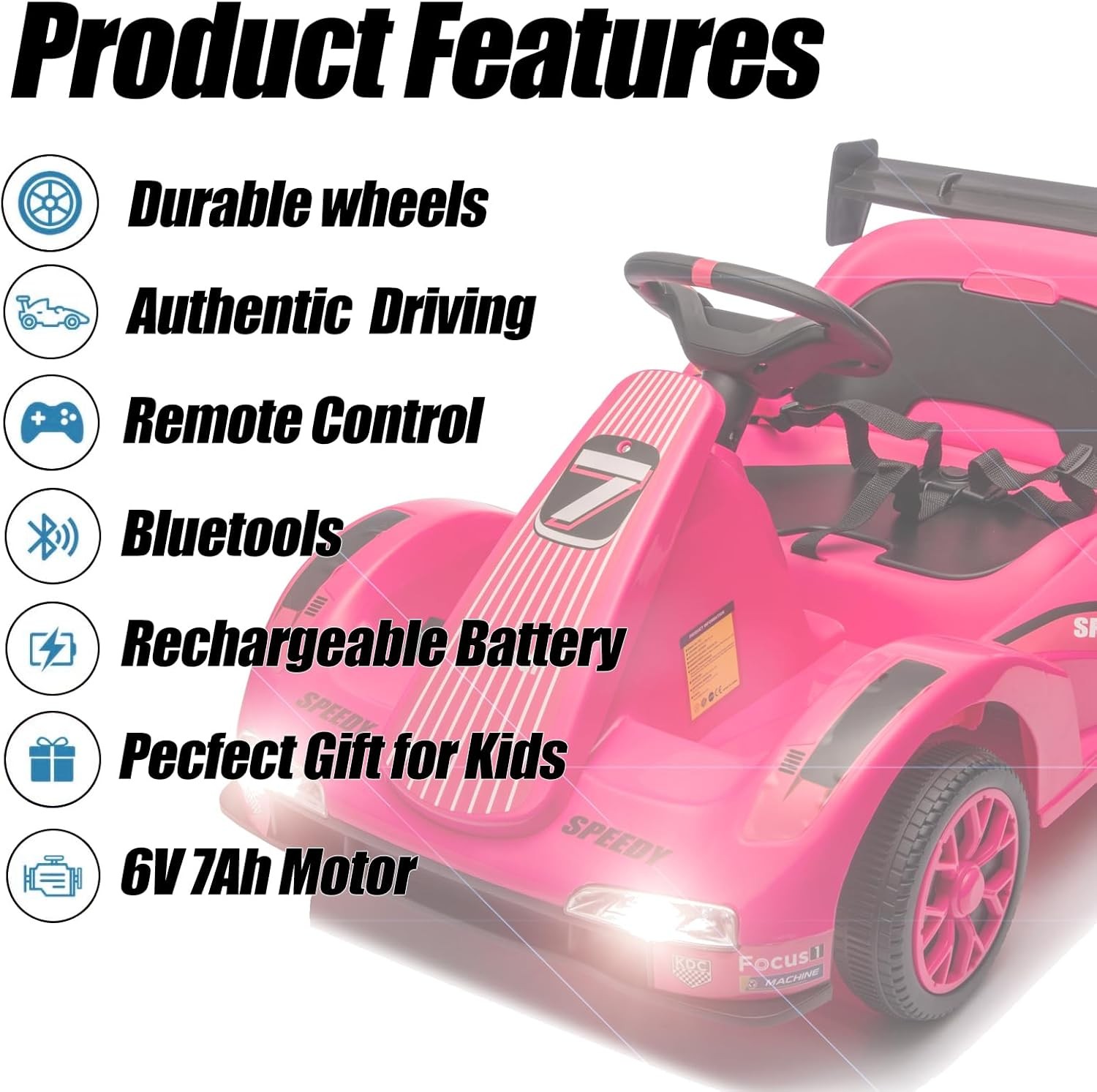 6v Electric Racer Go Kart for Kids with 2.4g Remote Control Ride on Toy for Kids
