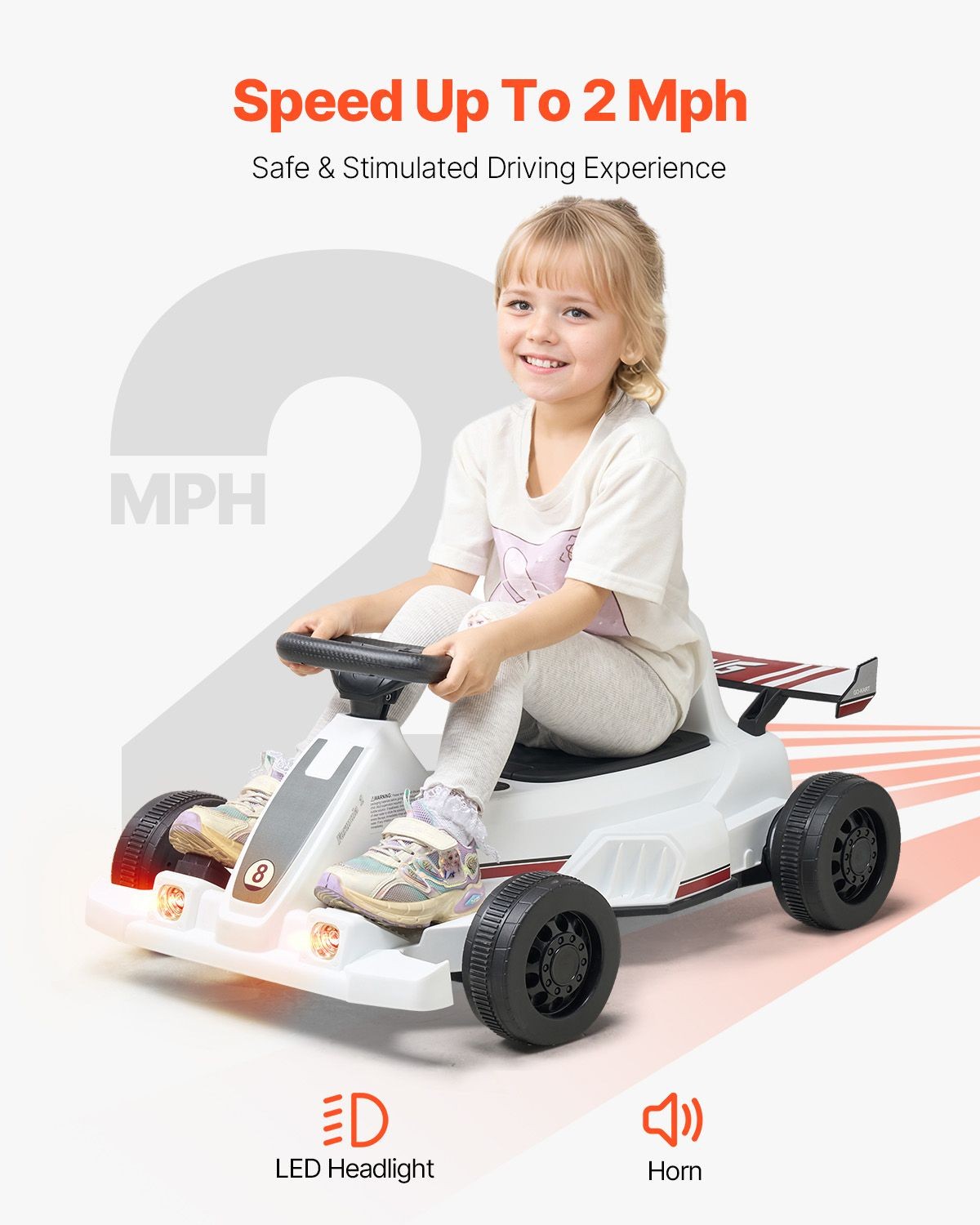 Electric Go Kart, 6V 4.5Ah Battery, Pedal Go Kart Portable Outdoor Race Toy for