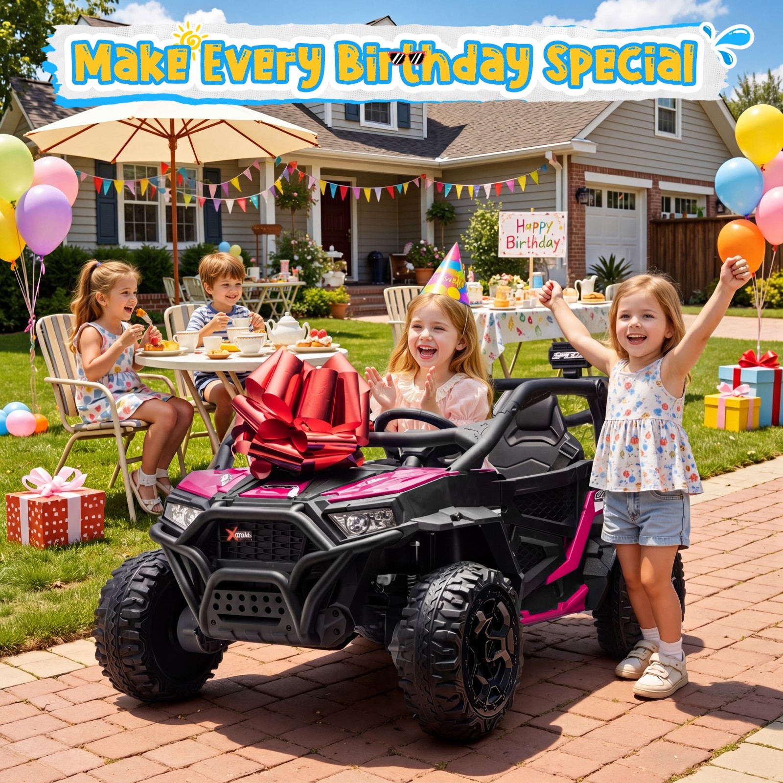 24V 4WD Kids Electric Off-Road UTV with 4-Wheel Suspension, Remote Control, LED