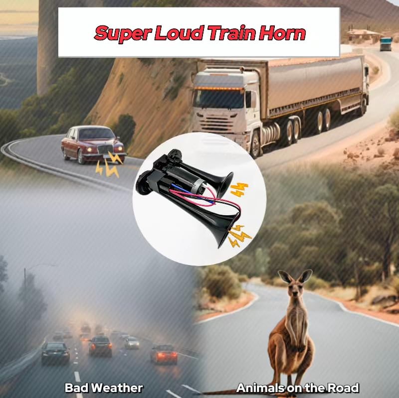 12V 600DB Car Air Horn, Super Loud Air Horn for Truck, Dual Electric Air Horn…