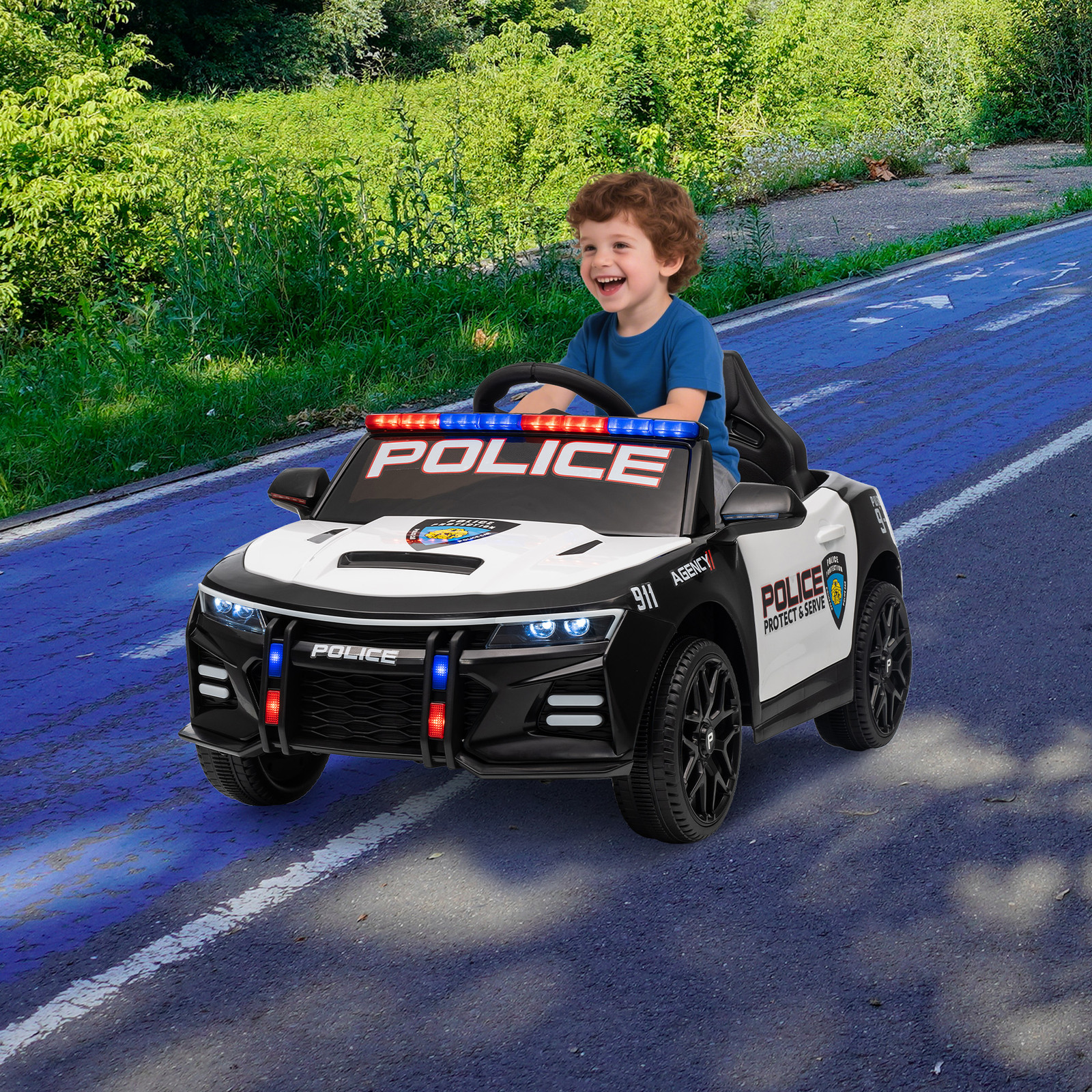 Police Car Ride on Electric Car for Kids,Battery Powered Ride-on Toys Cop Cars