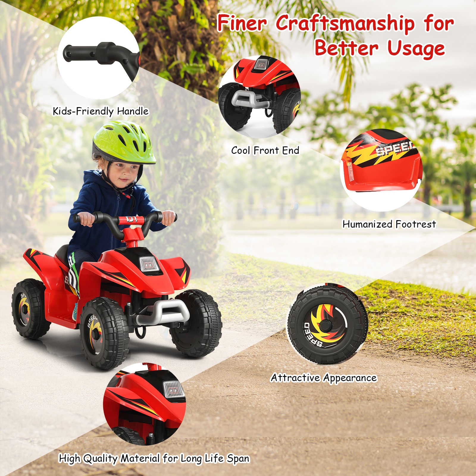 6V Kids Electric Quad ATV 4 Wheels Toddlers Ride On Car Forward & Reverse Red