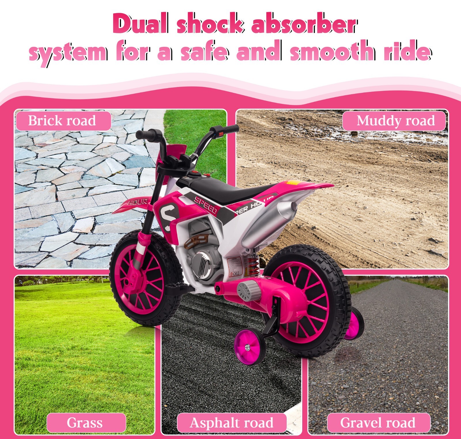 12V TOBBI Electric Motorcycle for Kids Battery Powered Ride On Toys with 2 Speed