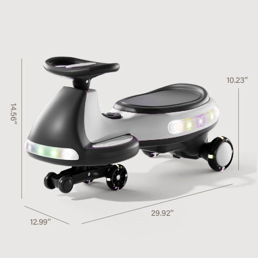 Anti-Rollover Electric Wiggle Car, LED & Music, Indoor Outdoor Use for Kids 3+