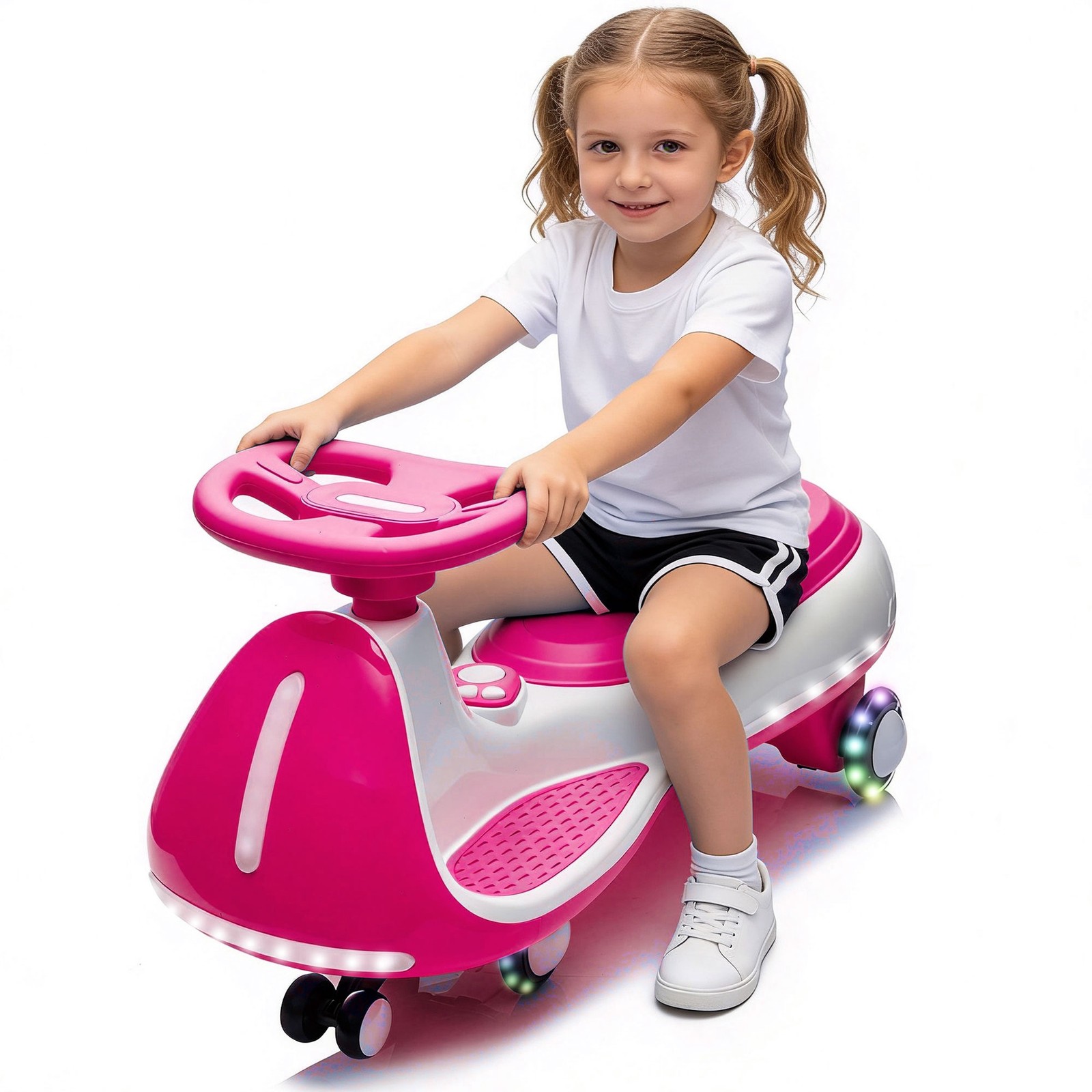 12V Kids Electric Wiggle Car with Pedal 2-in-1 Twist Car with Wireless Music