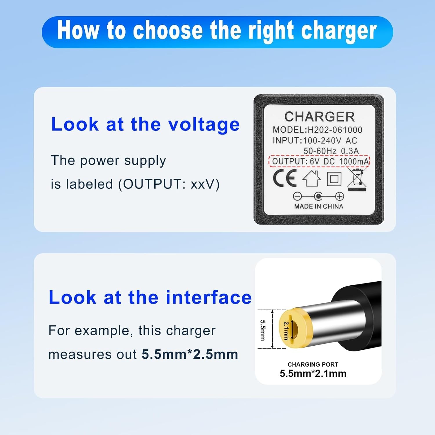 6V Charger for Kids Ride On Car Toys, 6 Volt Battery Charger for Flybar Bumpe…