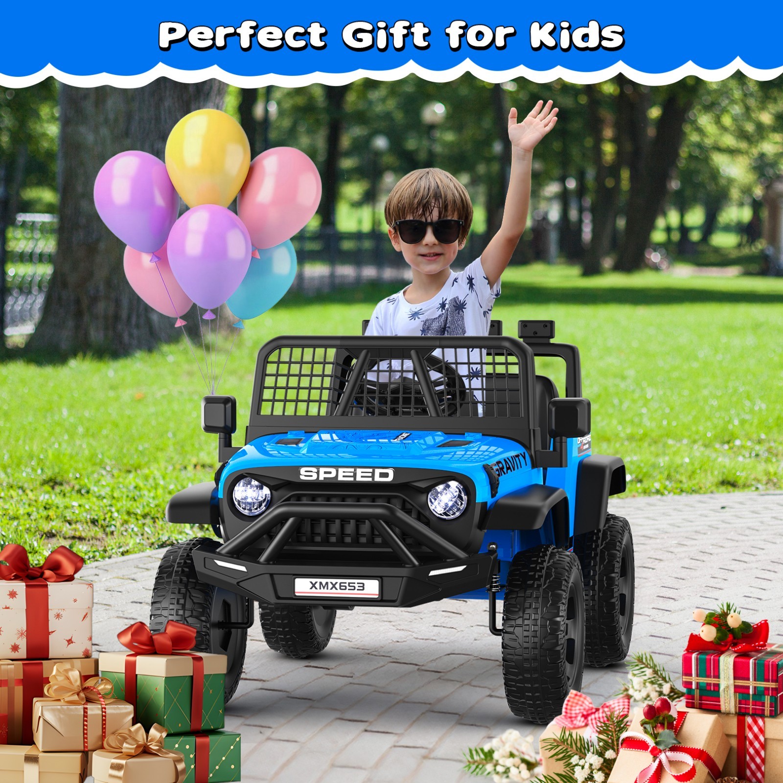 12V/24V Kids Electric Car Ride on Truck Battery Power Wheels w/LED Light & Music