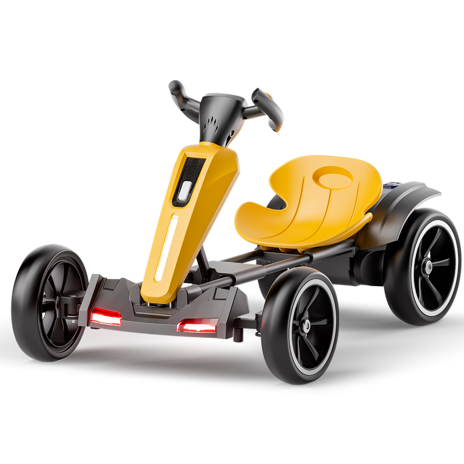 12V Electric Go Kart for Kids with Adjustable Seat Kids Pedal Go Kart, Yellow