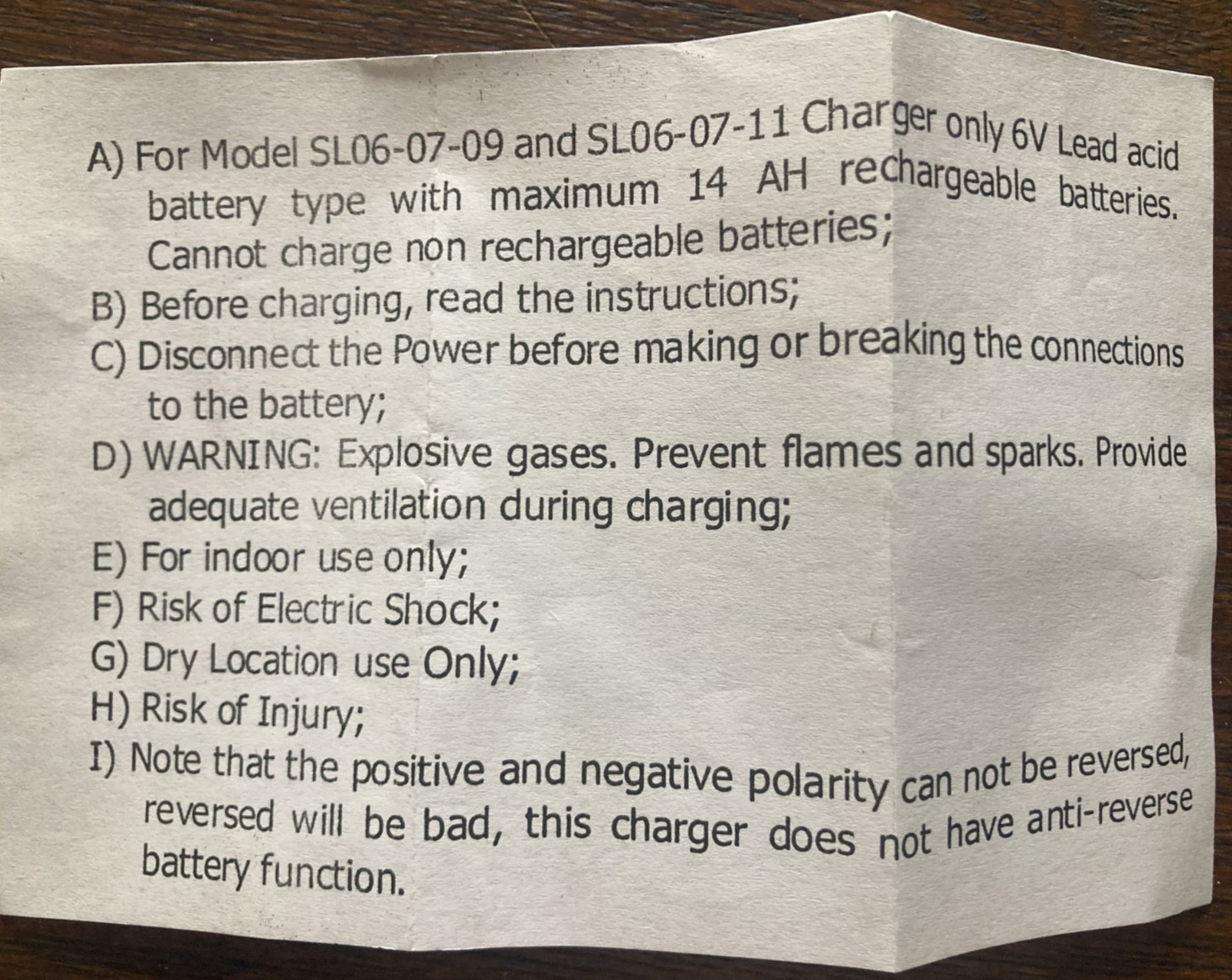 Class 2 Battery Charger | Model: SL06-07-11 | 7.0V 0.8A