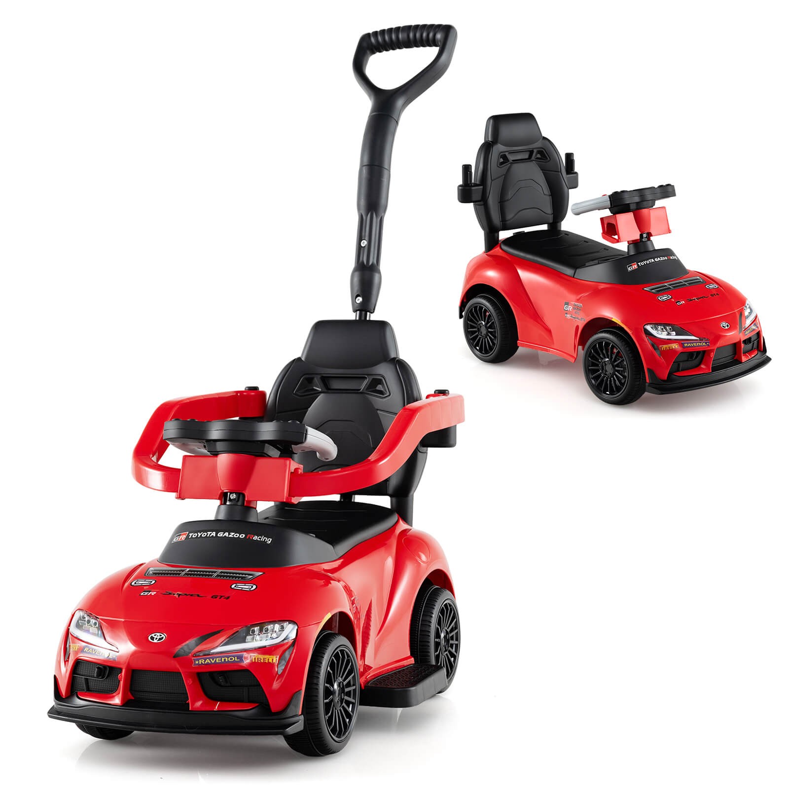 Toyota Licensed Ride on Push Car w/Parent-Control Handle Music Safety Guardrail