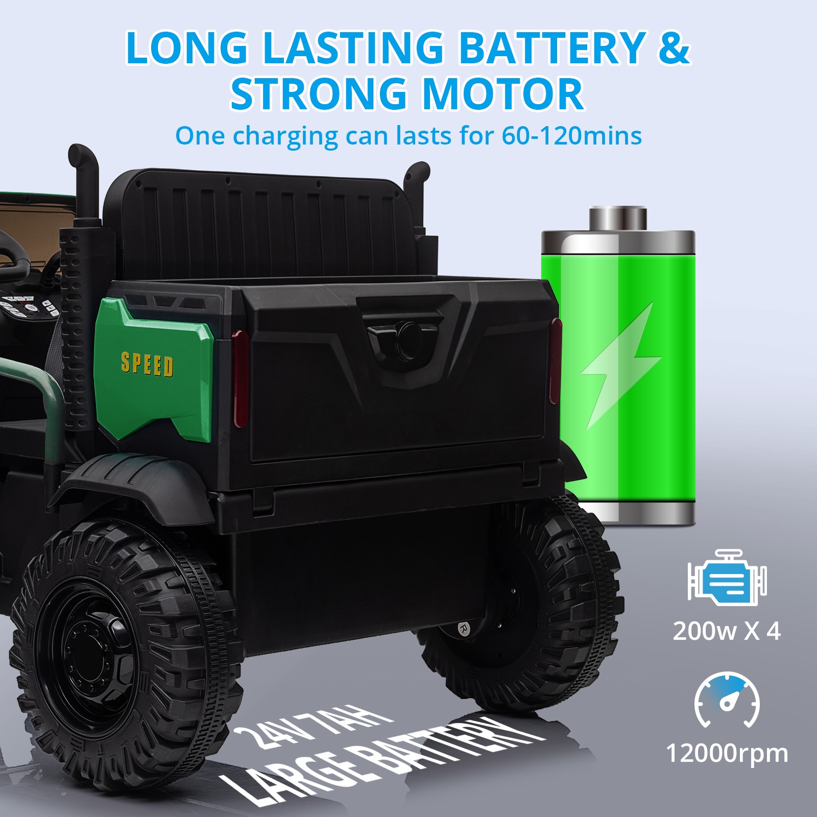 24V Electric UTV Ride-On Car with Dump Bed for Kids,4 x 200W Motors with RC New