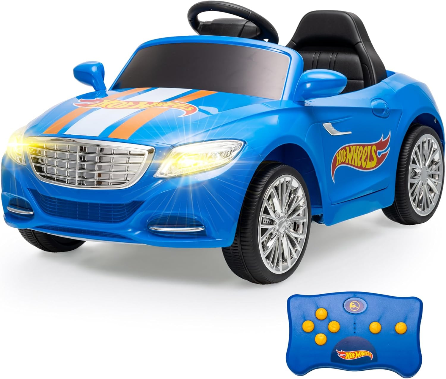 Hot Wheels 6V Kids Ride on Car, Rechargeable Battery, Working Headlights, Sounds